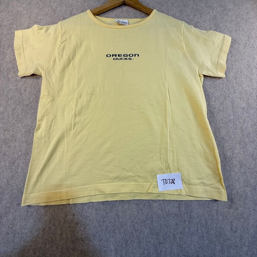 Vintage Oregon Ducks T Shirt Womens Medium Yellow The Cotton Exchange USA